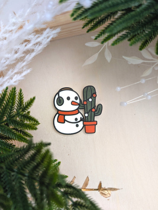 Snowman Cactus Magnet