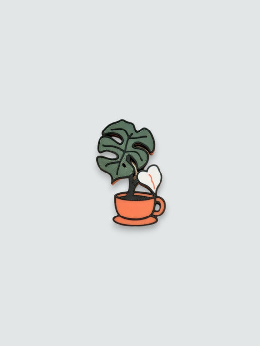 Tea Cup Monstera (White) Magnet